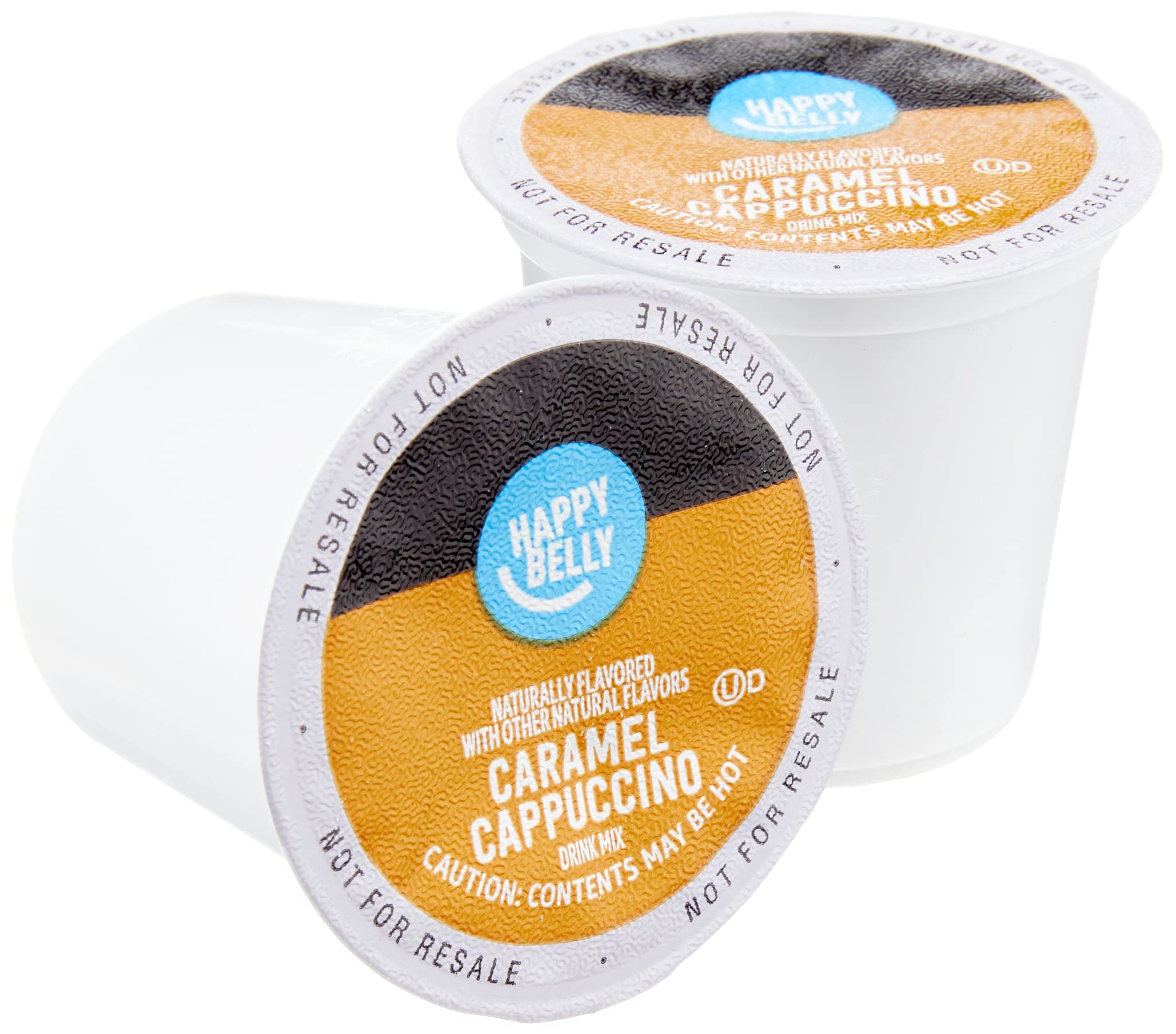 Allergen label on Happy Belly cappuccino pod packaging