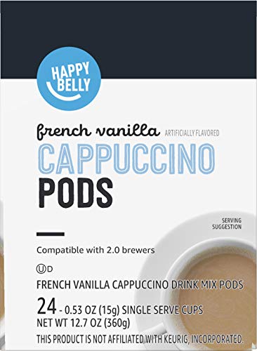 Close up of Happy Belly vanilla flavor cappuccino pod