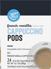 Close up of Happy Belly vanilla flavor cappuccino pod