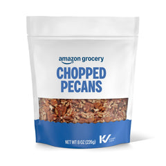 Happy Belly chopped pecans 8oz bag, ideal for baking and topping