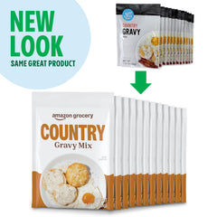 Happy Belly Country Gravy Mix served with biscuits for savory breakfast