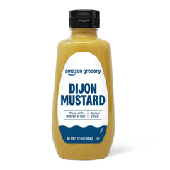 Happy Belly Dijon Mustard bottle with label, perfect for everyday sandwiches.