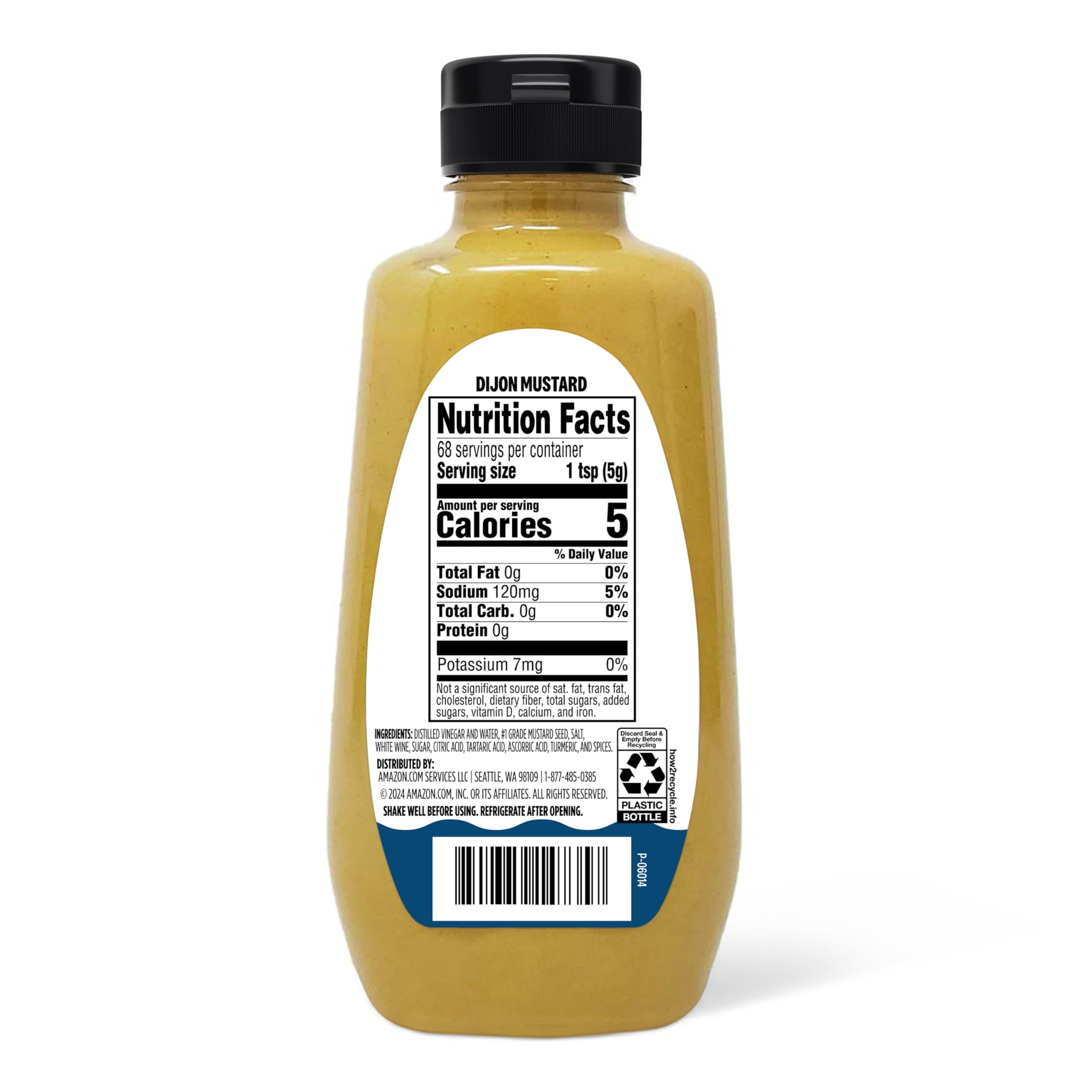 Happy Belly Dijon Mustard label close-up highlighting white wine flavor notes.