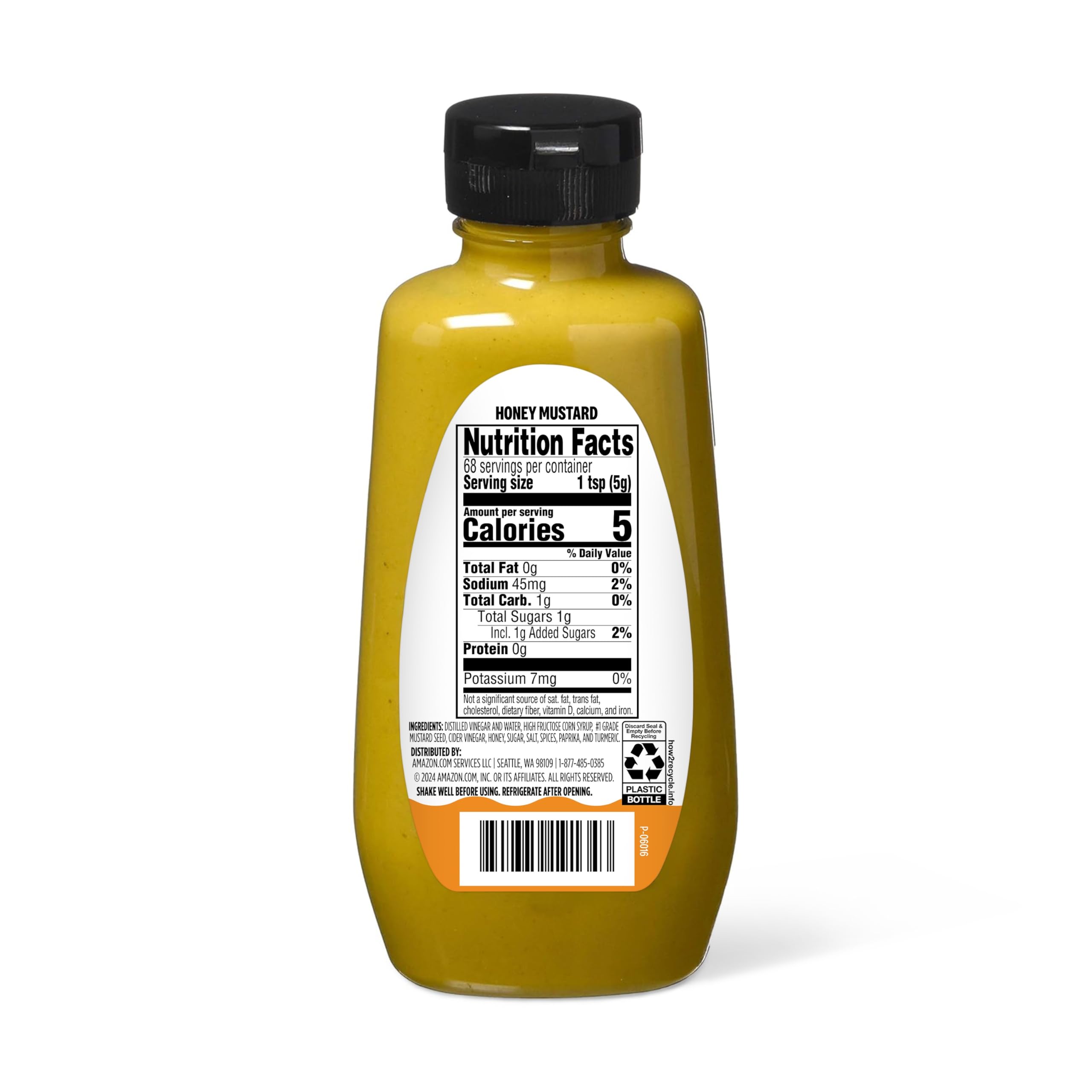 Happy Belly Honey Mustard bottle label closeup showcasing kosher quality and blend.
