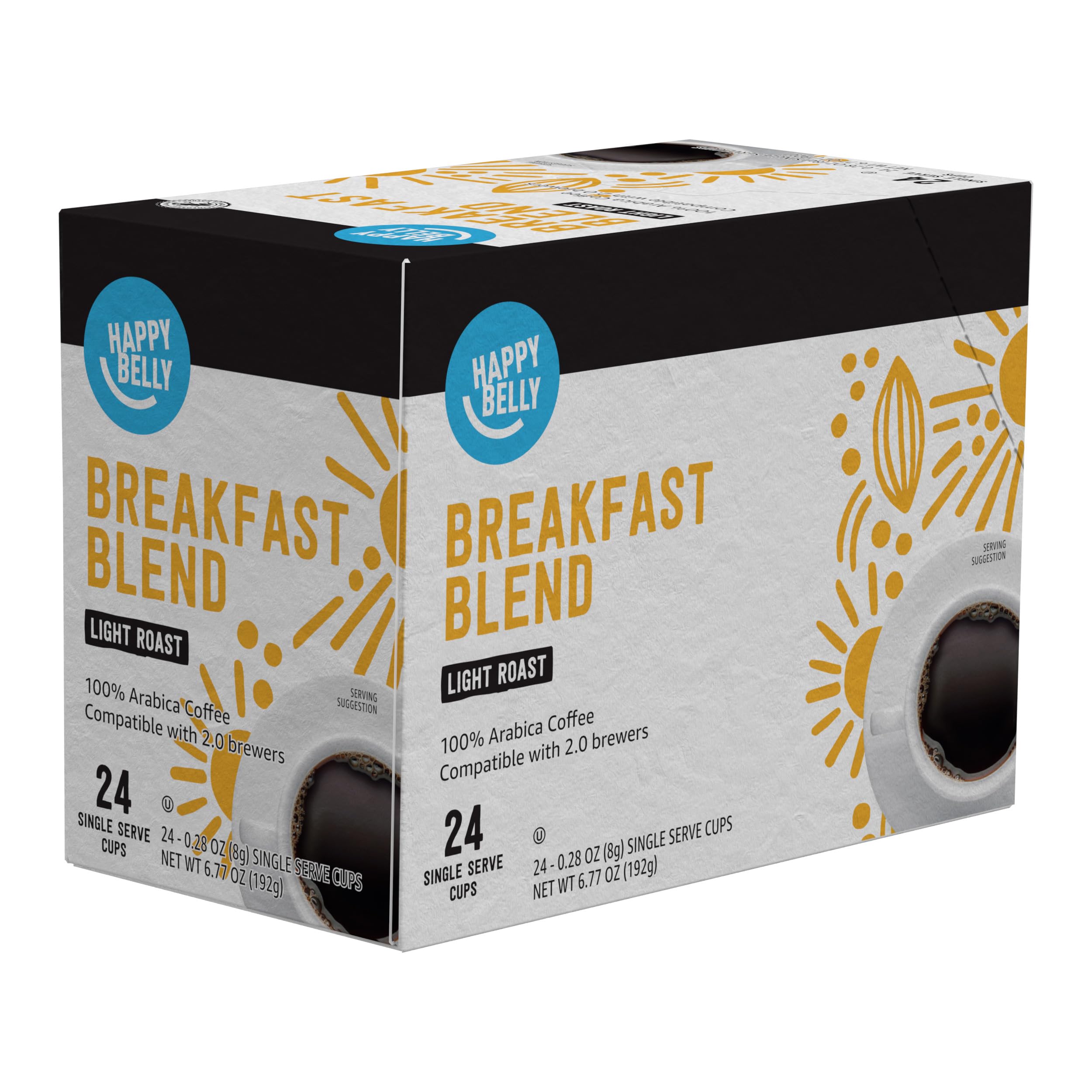 Happy Belly presentation of Keurig 1.0 and 2.0 compatibility for easy brewing.