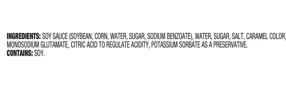 Close-up of Happy Belly Low Sodium Soy Sauce label