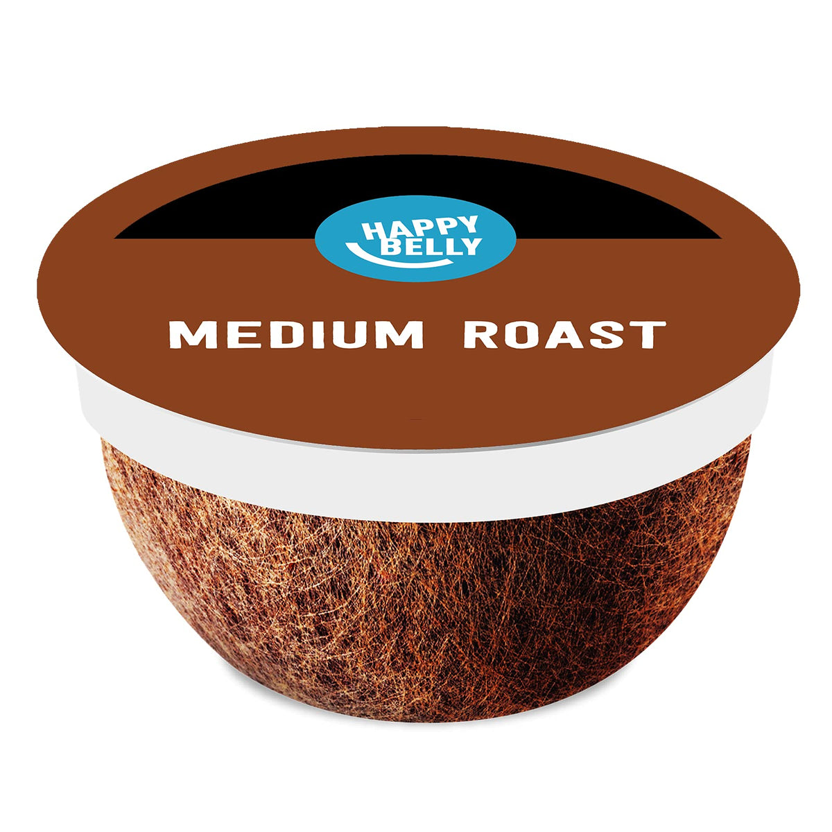 Happy Belly medium roast pods in a 96-count box, convenient for daily brewing.