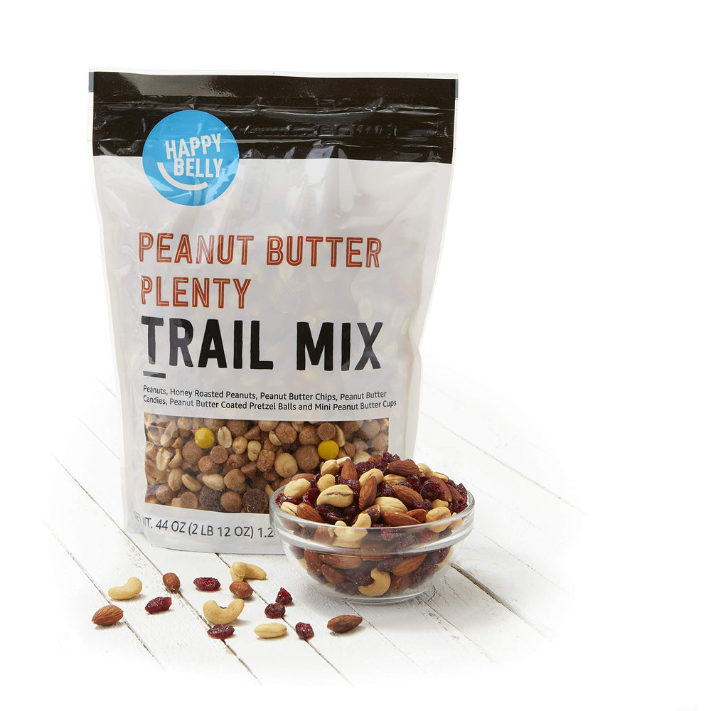 Happy Belly peanut butter candies and pretzel balls add variety and crunch.