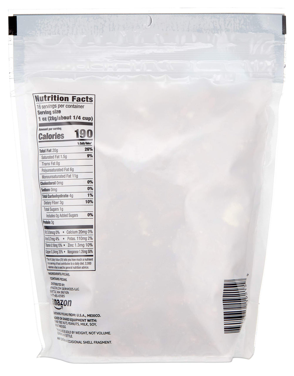 Happy Belly Pecan Halves with no salt label for customizable seasoning
