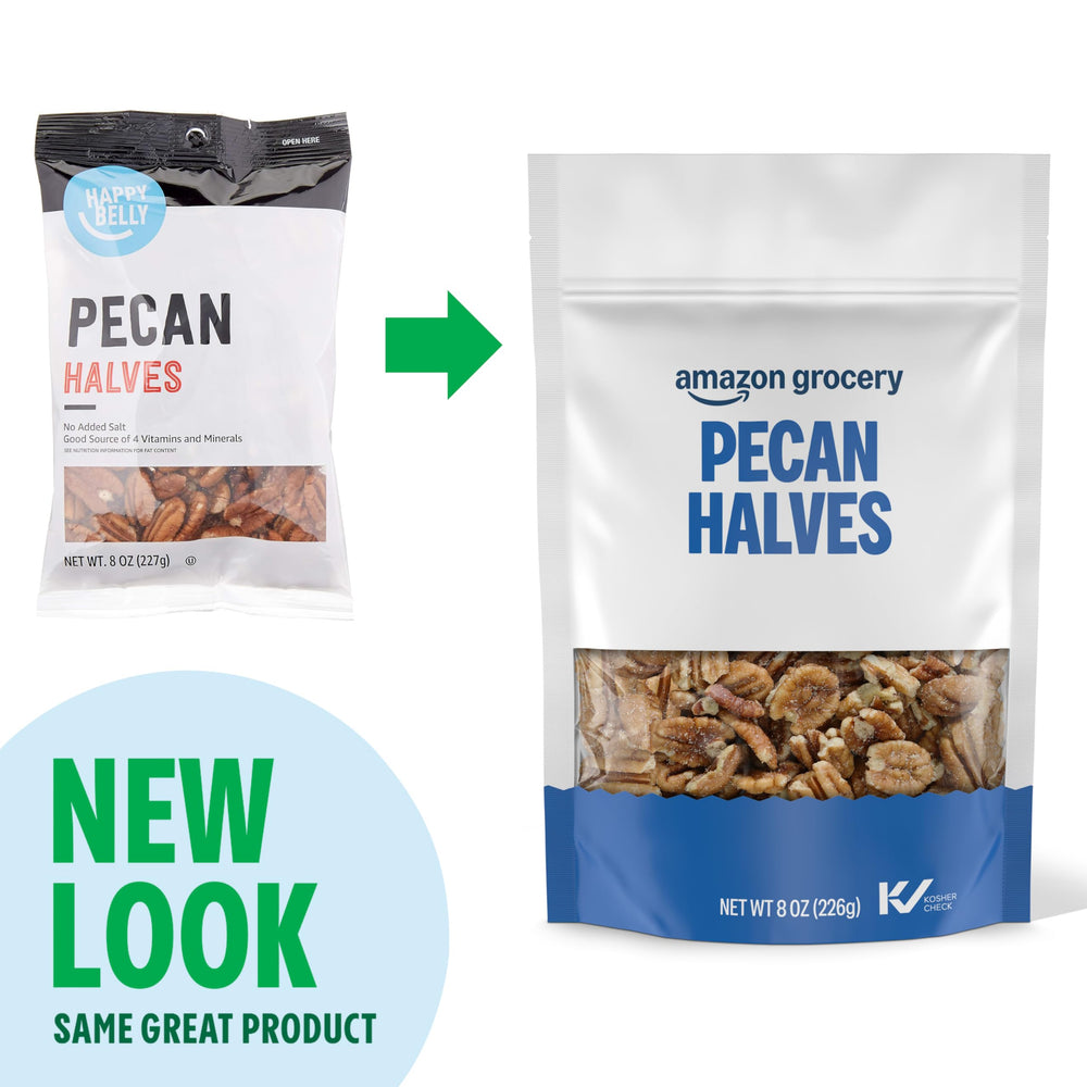 Happy Belly pecan halves on salad topping, gluten-free option.