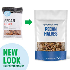 Happy Belly pecan halves on salad topping, gluten-free option.