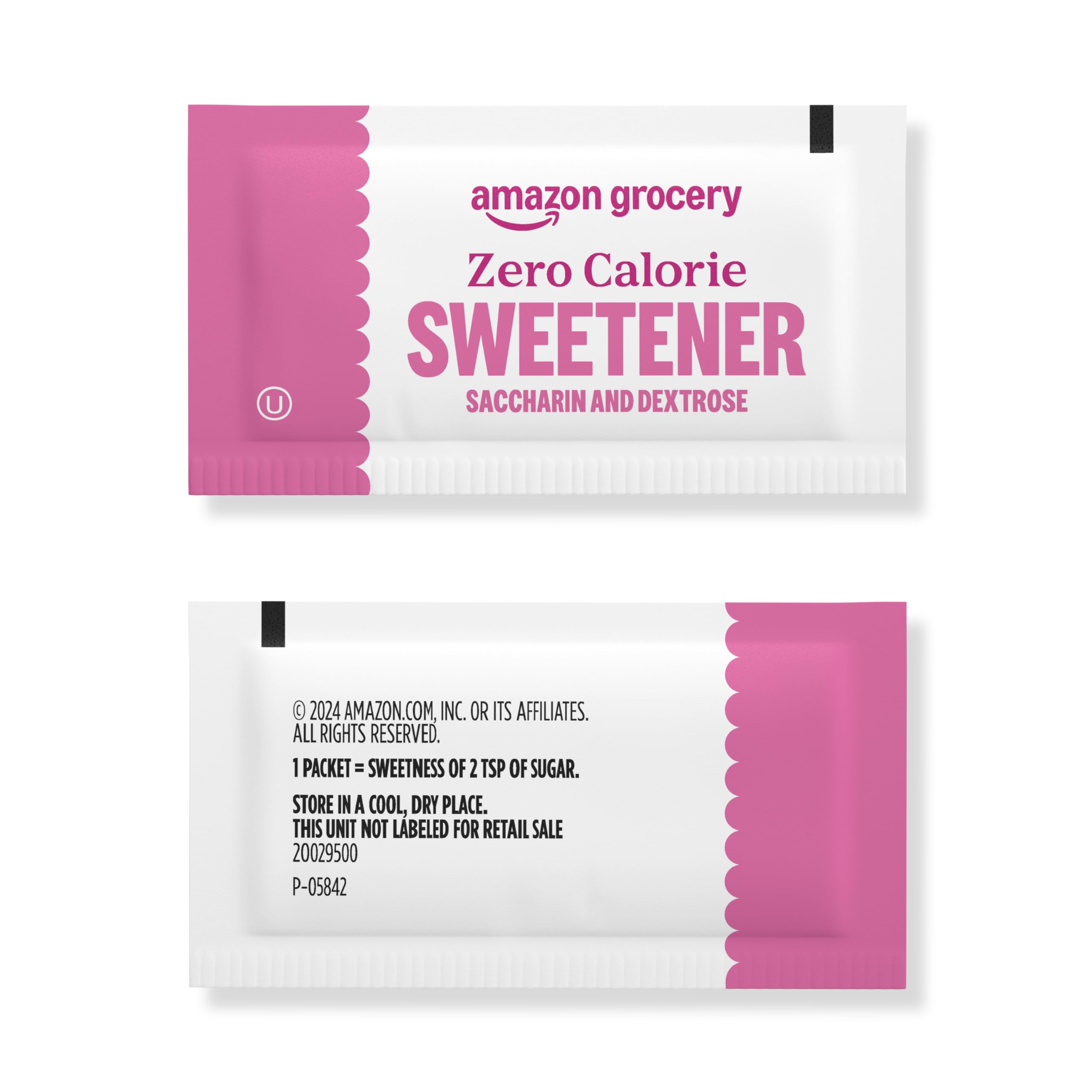 Happy Belly Pink Saccharin packets on a kitchen shelf for easy use.