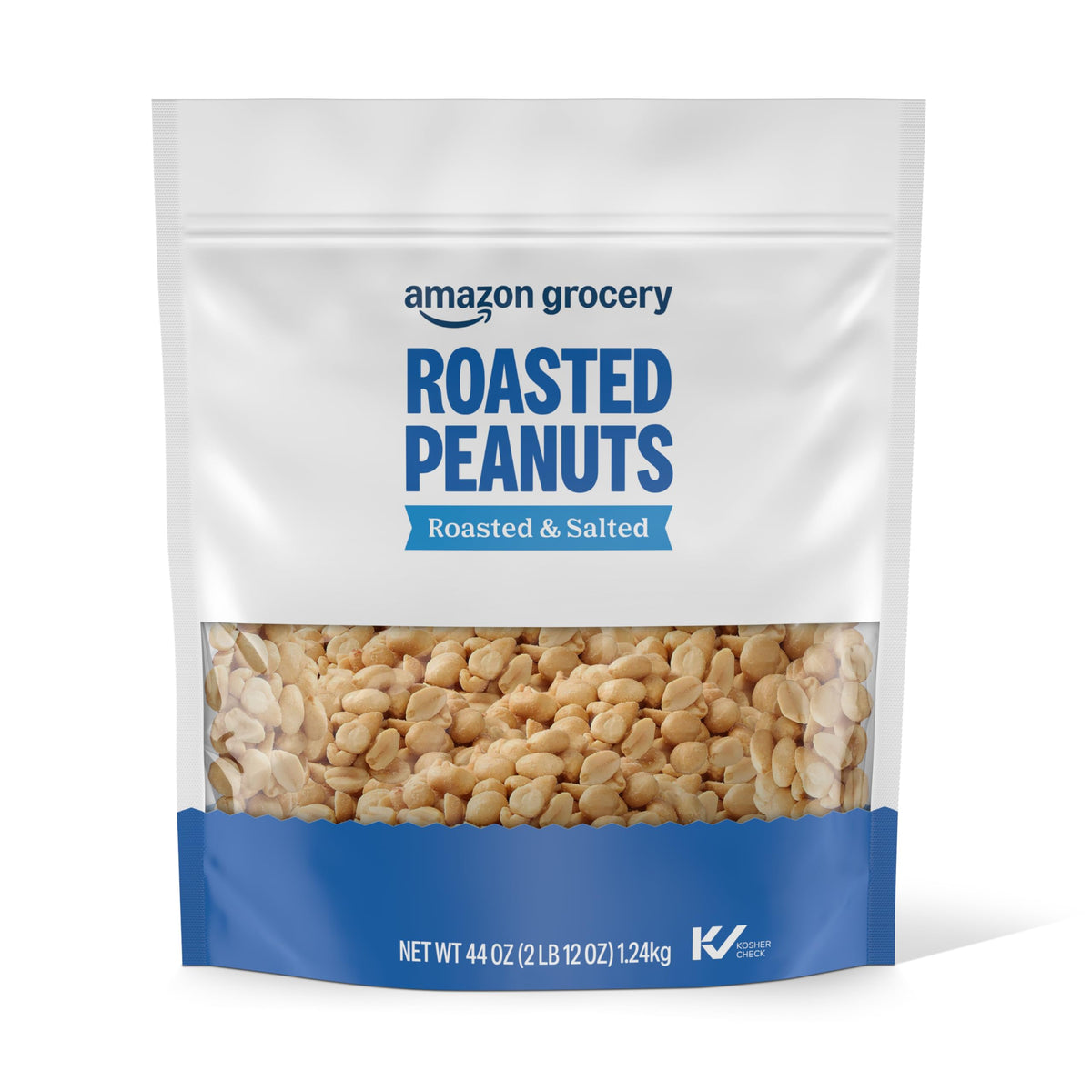 Happy Belly roasted salted peanuts in a 44 oz bag for convenient snacking