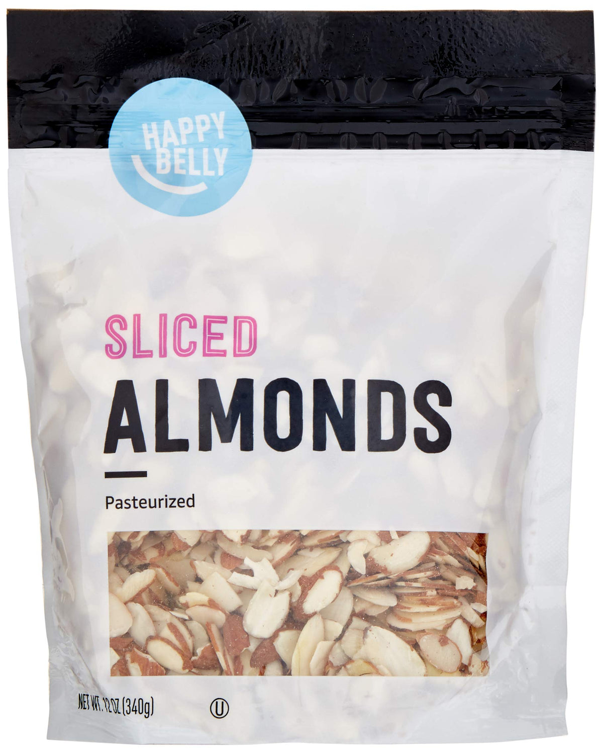 Happy Belly sliced almonds in a stand up bag for easy, fresh snacking