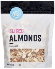 Happy Belly sliced almonds in a stand up bag for easy, fresh snacking