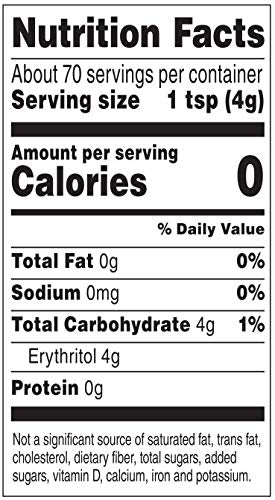 Happy Belly stevia-erythritol jar beside a teacup for versatile daily sweetening