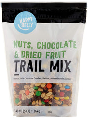 Happy Belly trail mix in a stand-up bag for on-the-go snacking.