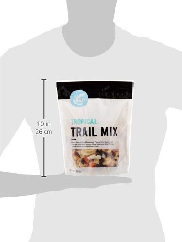 Happy Belly Tropical Trail Mix resealable stand-up bag keeps freshness from first to last bite.