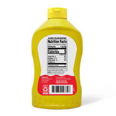 Happy Belly Yellow Mustard label close-up, kosher quality for family meals.