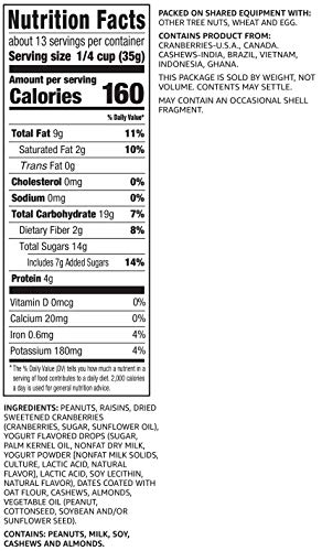 Close-up of Happy Belly Yogurt Trail Mix ingredients showing nuts and fruit