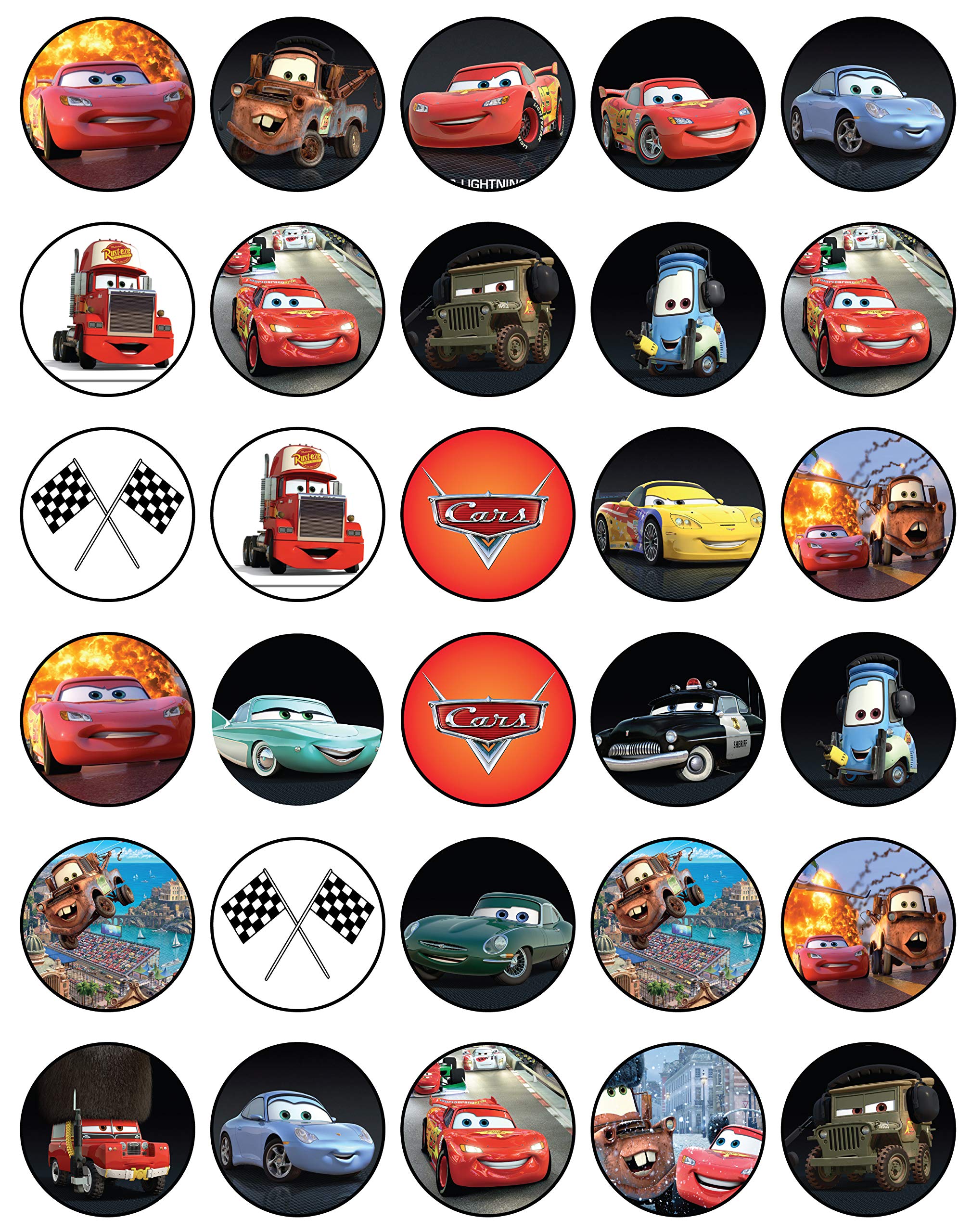 Happy Choices racing cars toppers on wafer for fast, eye-catching cake decoration.