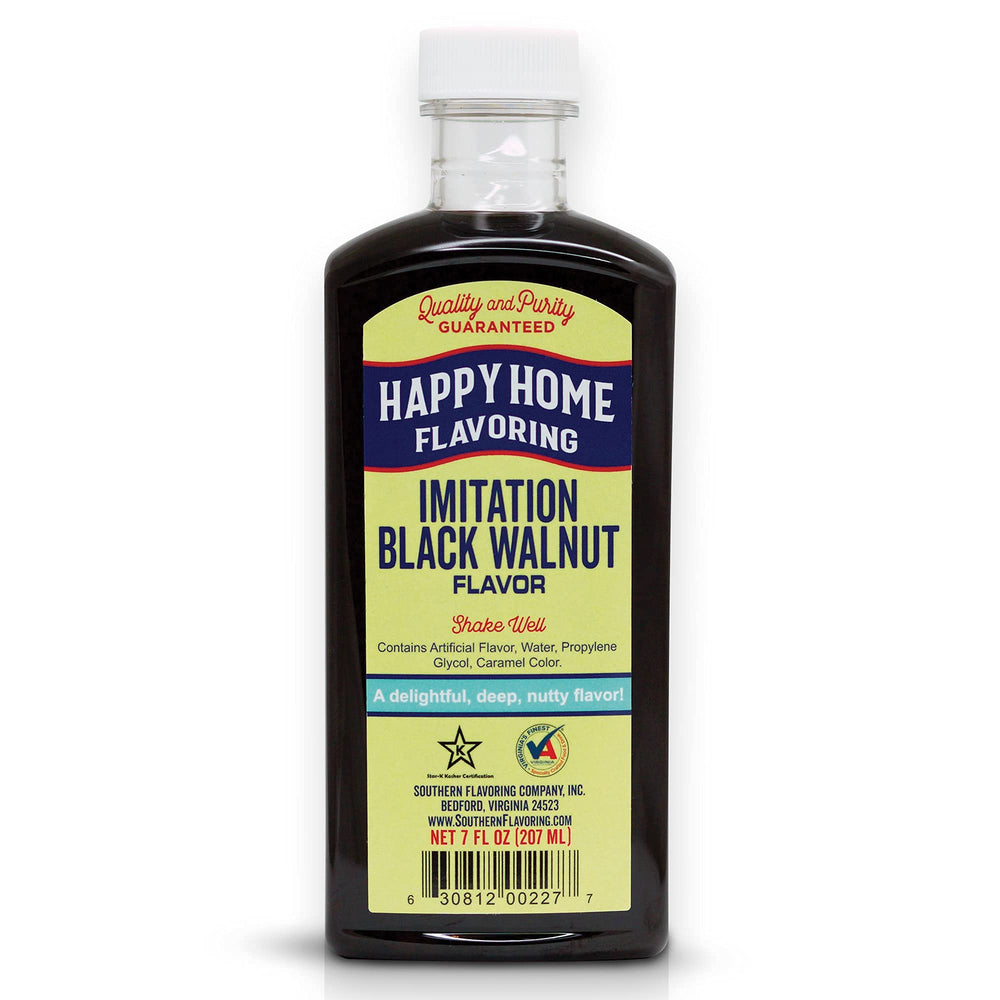 Happy Home imitation black walnut flavoring bottle front for versatile baking