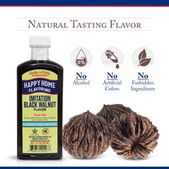Happy Home imitation black walnut flavoring bottle side with kosher marking