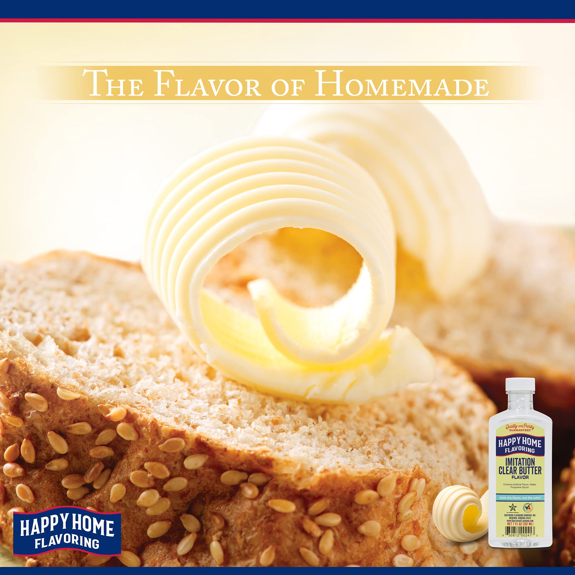 Happy Home Imitation Clear Butter Flavoring kosher-certified label supports dietary needs