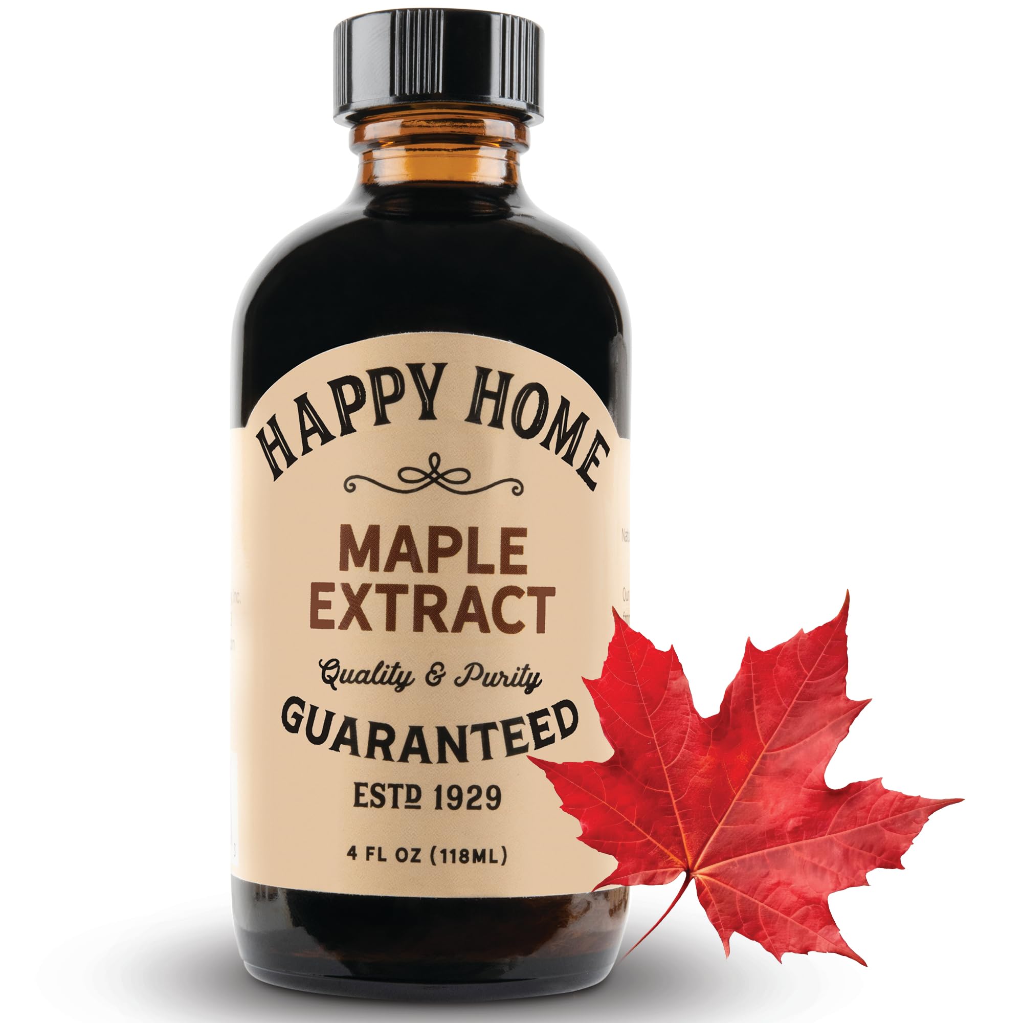 Happy Home maple flavor bottle ready to elevate baking with rich maple notes.