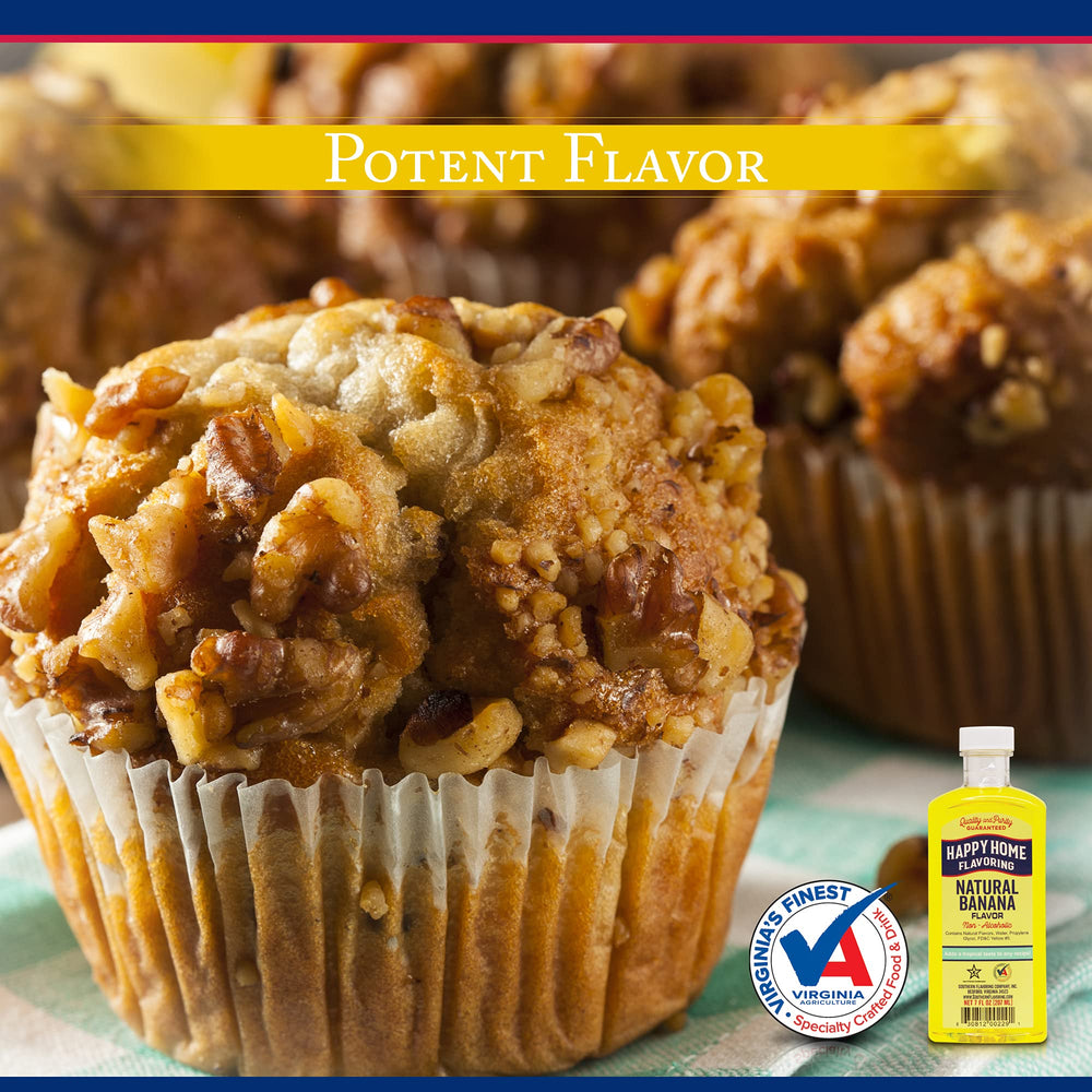 Happy Home banana flavoring ingredients label for transparent composition