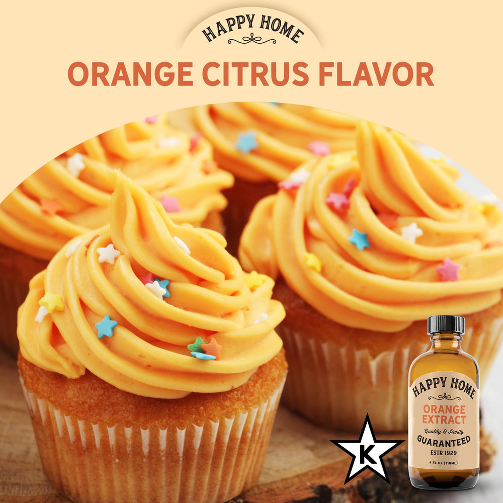 Happy Home Orange Extract used in candles or soaps for fresh scent.