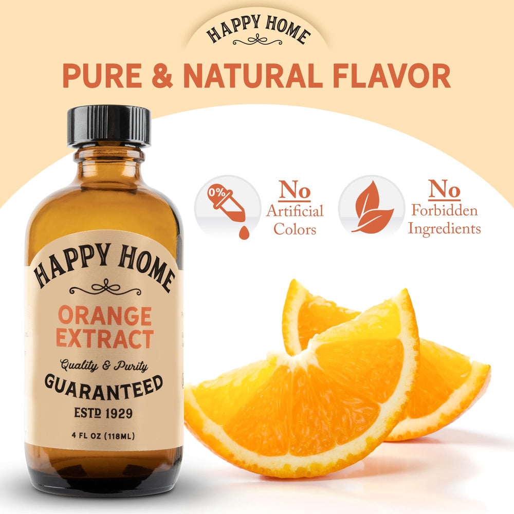 Happy Home Orange Extract being poured into batter for citrus depth.
