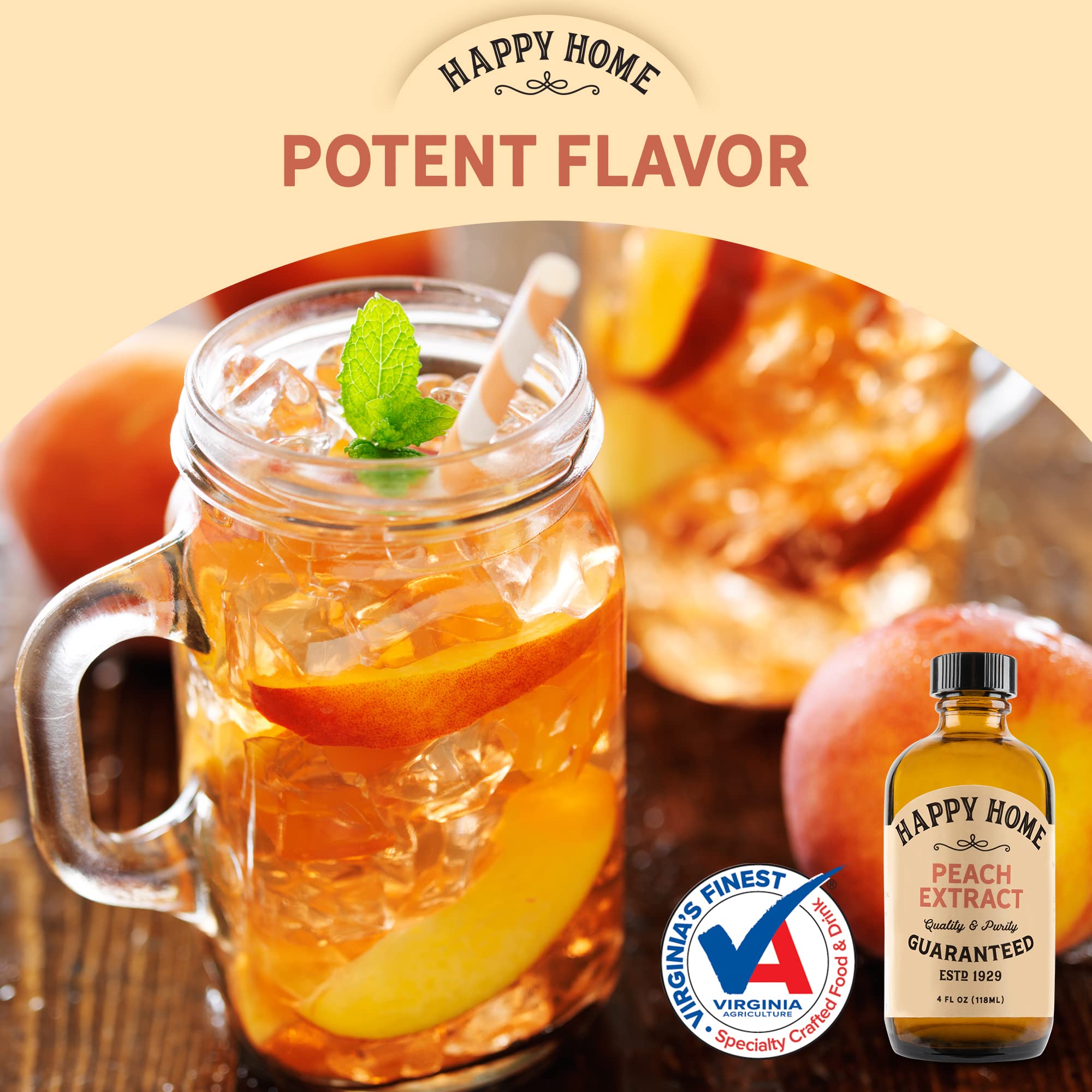 Ice cream or frozen dessert boosted by Happy Home peach flavor