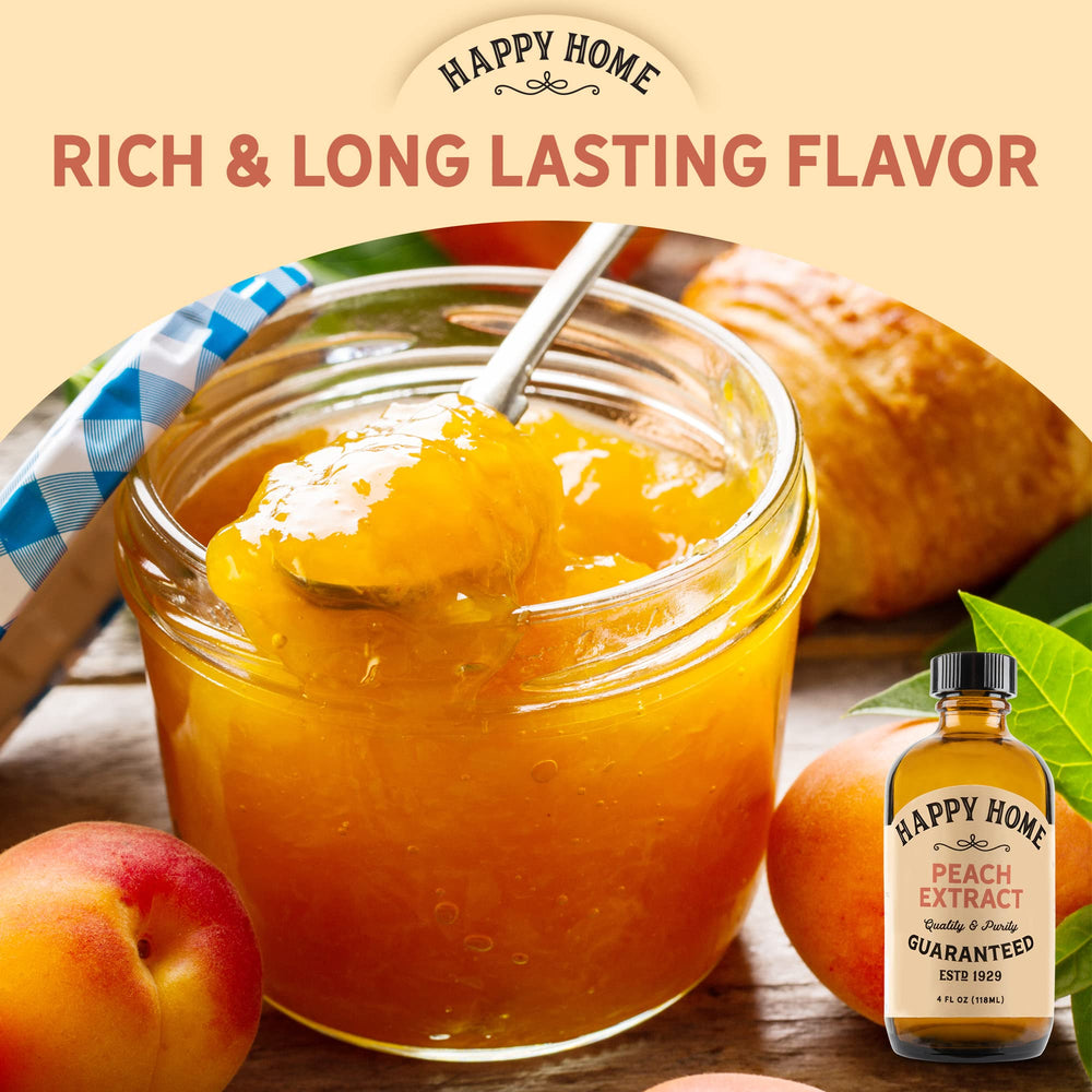 Kosher-certified Happy Home peach flavor in a USA-made bottle