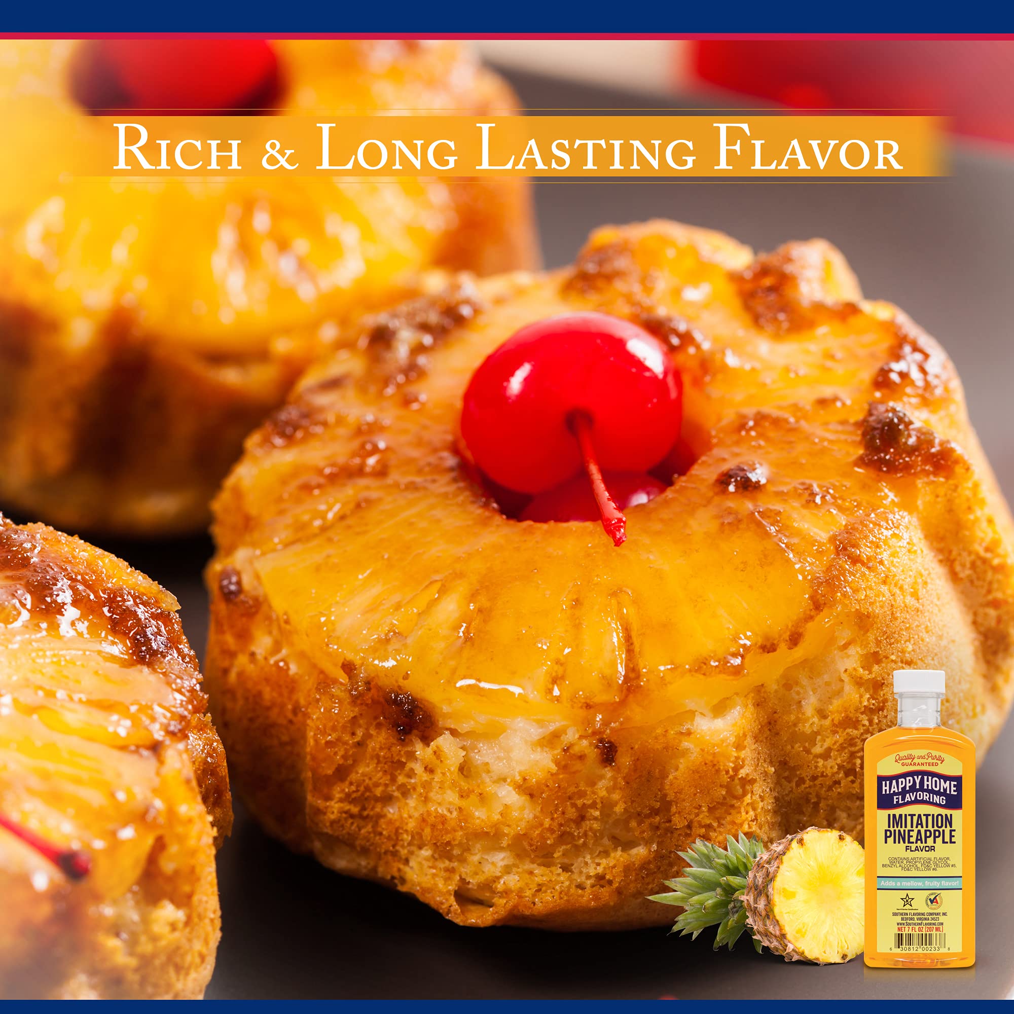 Happy Home imitation pineapple flavoring with baking ingredients suggesting affordable flavoring for pork and chicken.