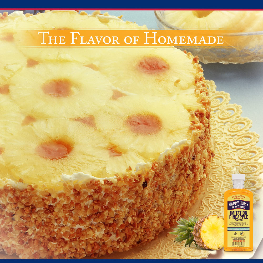 Happy Home pineapple flavoring kosher label emphasizing reliable dietary certification.