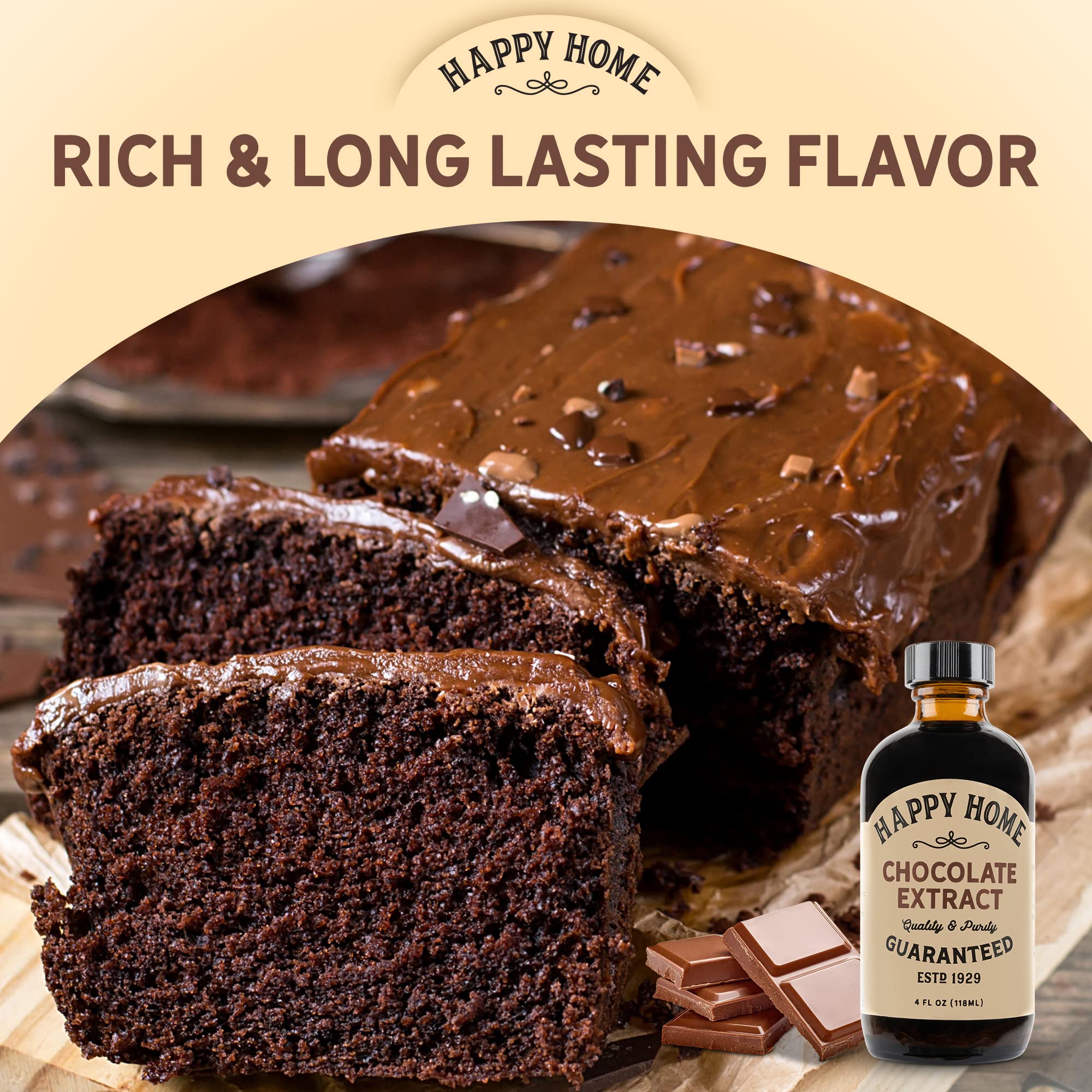 Happy Home Premium Natural Chocolate Flavor ingredient list highlights natural flavors