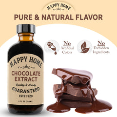 Happy Home Premium Natural Chocolate Flavor label close-up confirms kosher quality