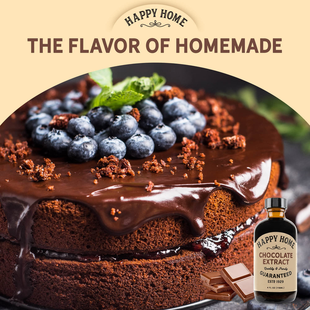 Happy Home Premium Natural Chocolate Flavor pour reveals easy integration into batters
