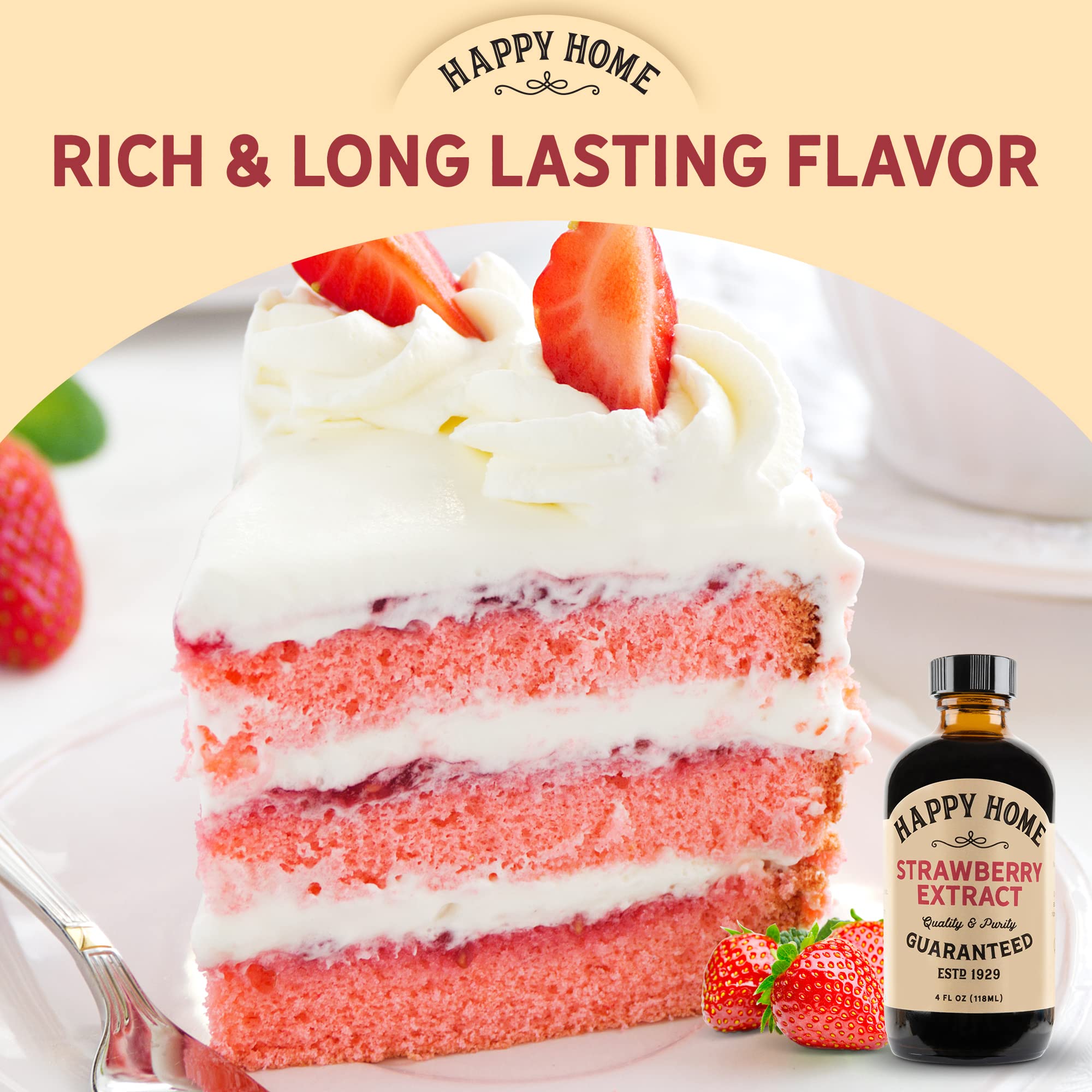 Happy Home strawberry flavor packaging on display for easy pantry access.