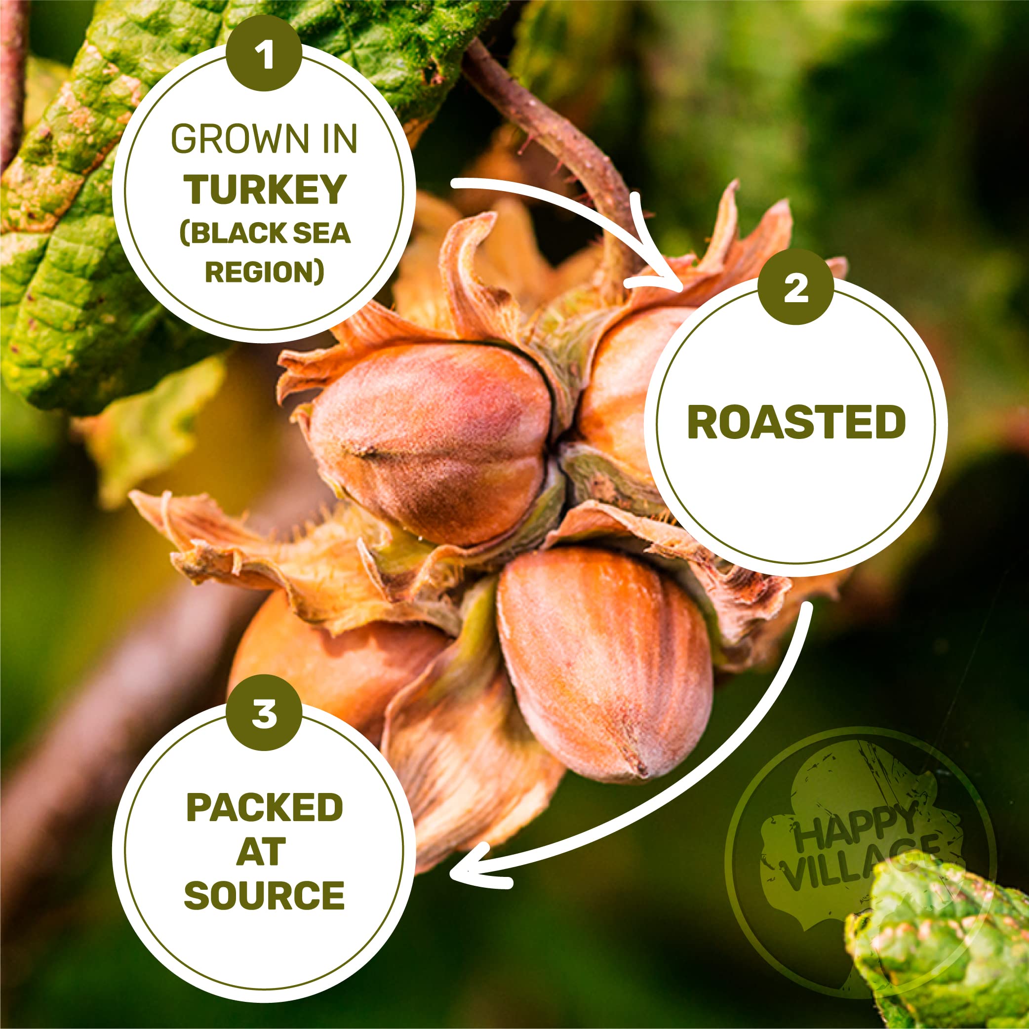 Happy Village Hazelnuts in a bowl for snack time and versatility.
