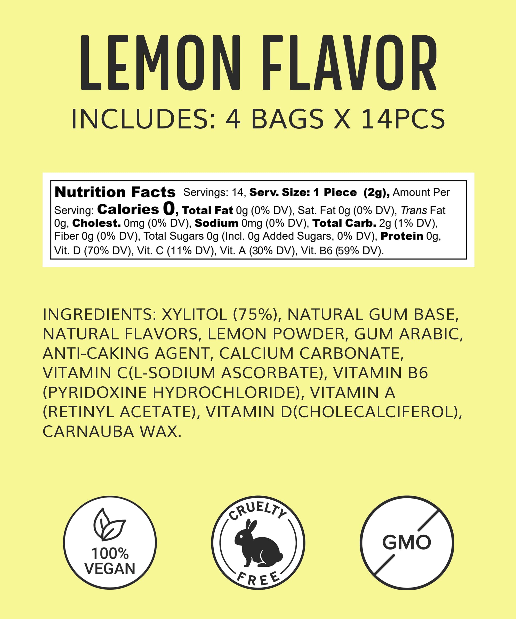 HAPPY ECO xylitol gum lemon stick close-up emphasizing refreshing flavor.
