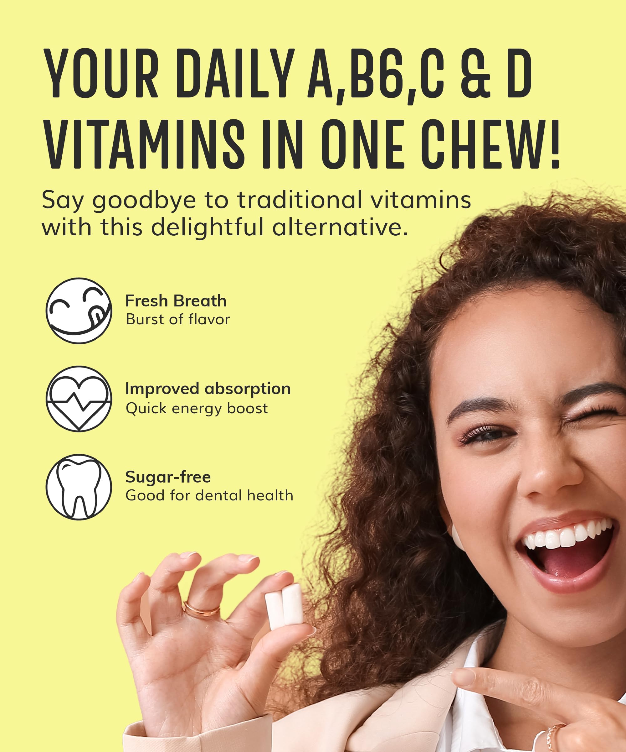 HAPPY ECO xylitol gum plastic-free base signals eco-friendly chewing.