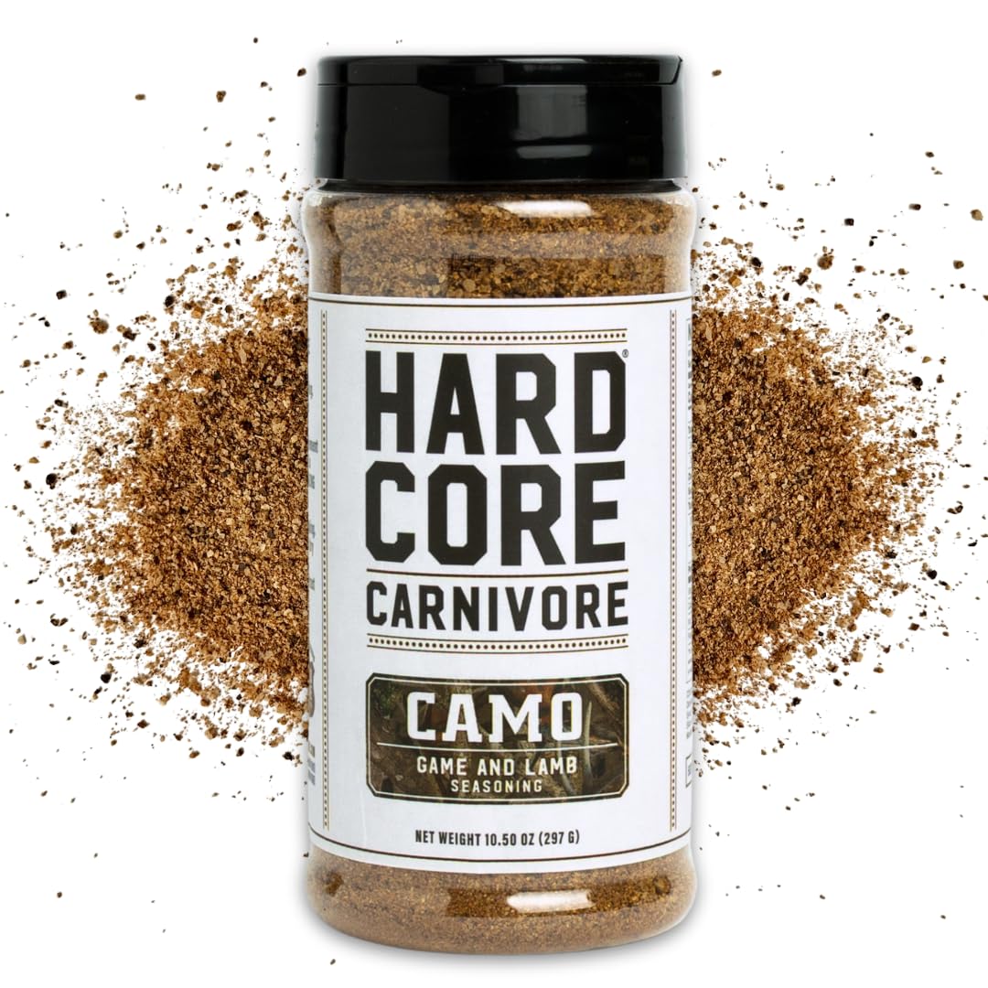 Hardcore Carnivore Camo bottle pour boosts venison and lamb flavor.