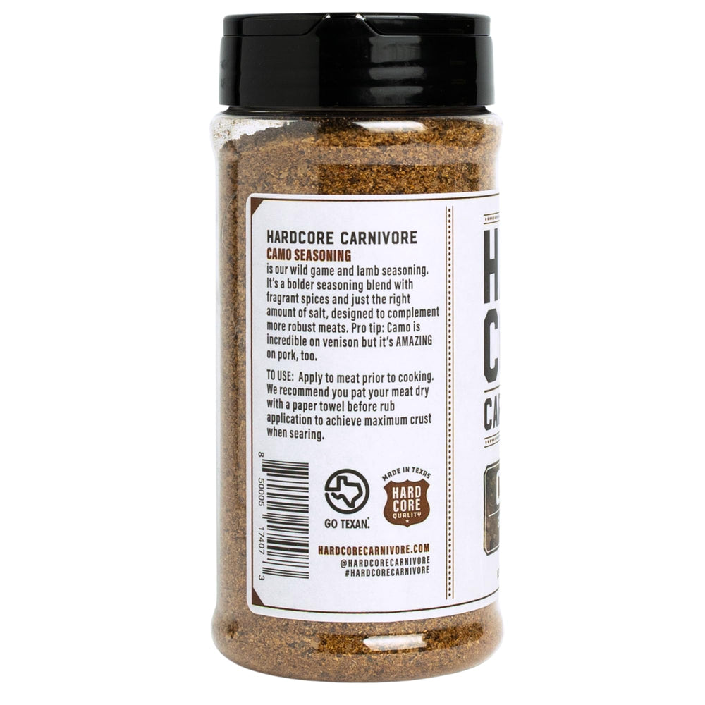 Hardcore Carnivore Camo rub on ribs boosts savory crust.