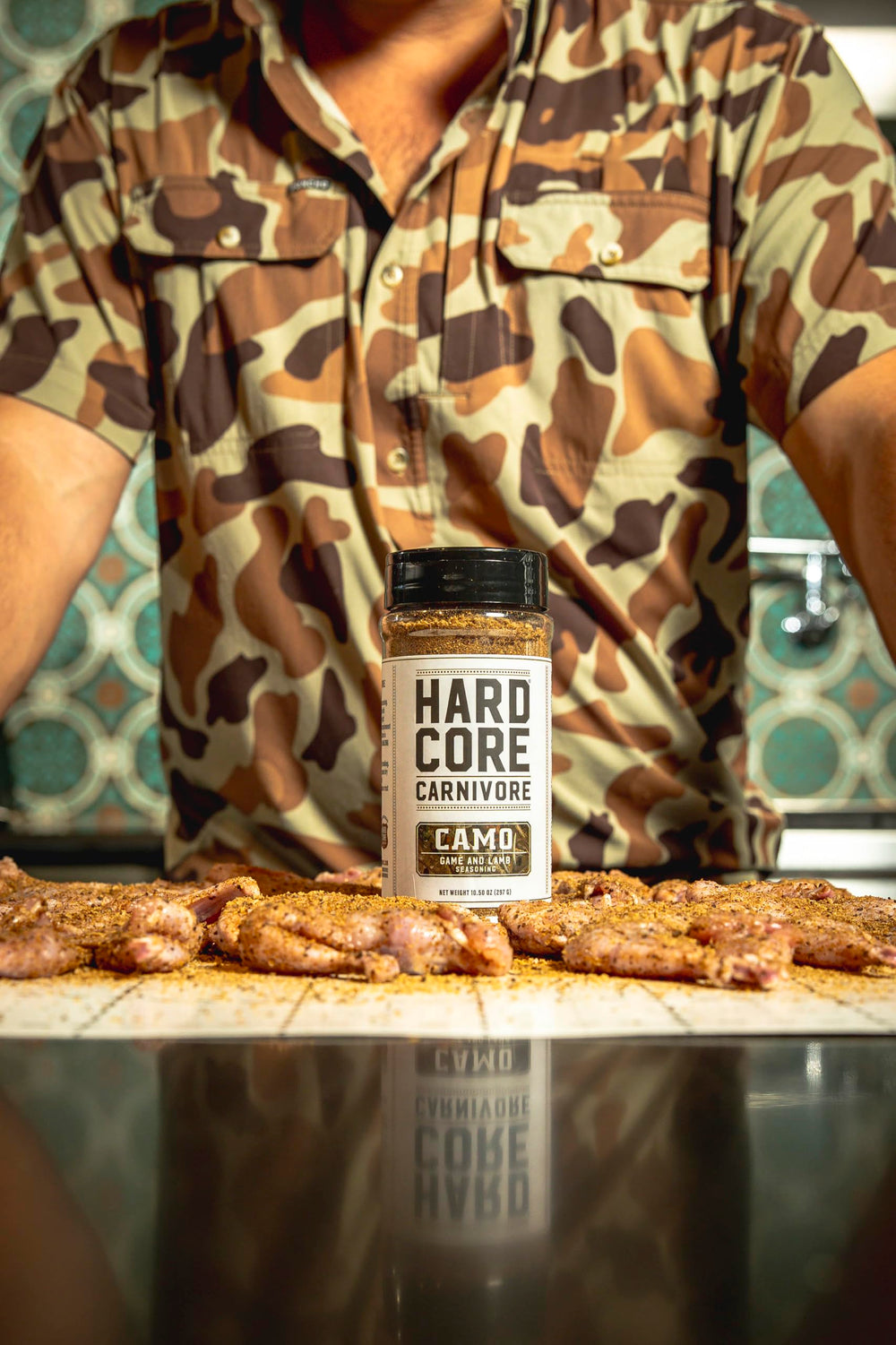 Hardcore Carnivore Camo seasoning delivers restaurant-quality flavor at home.