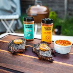 Grilled steak with Hardcore Carnivore Cowboy Butter Mix for a zesty finish.