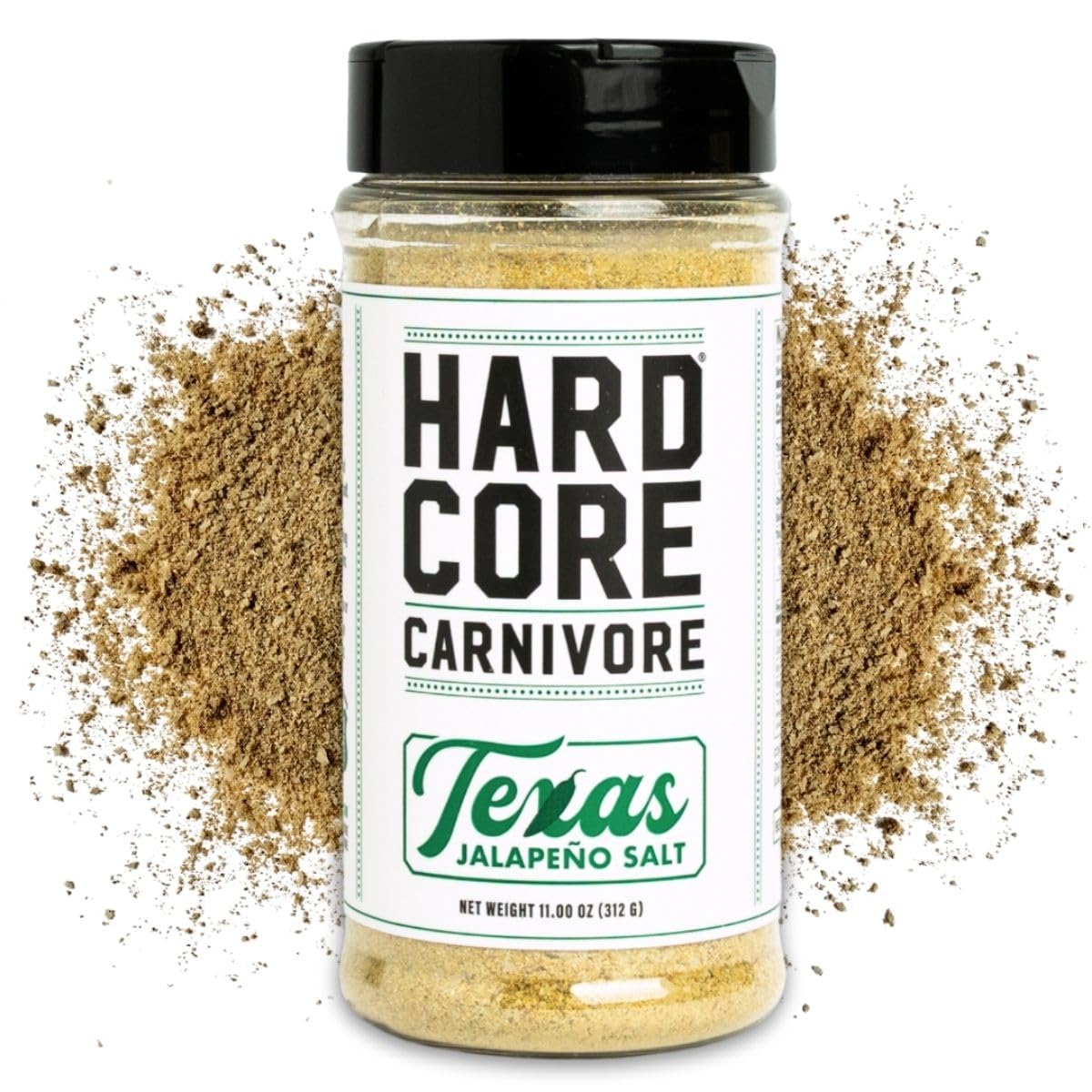 Hardcore Carnivore Texas Jalapeno Salt bottle enhances bold flavor for meals