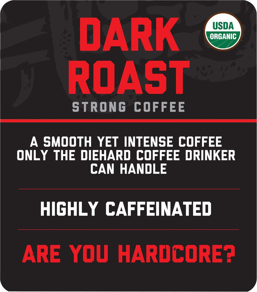 Hardcore Coffee beans Organic Hand Selected emphasize quality and sustainable sourcing.