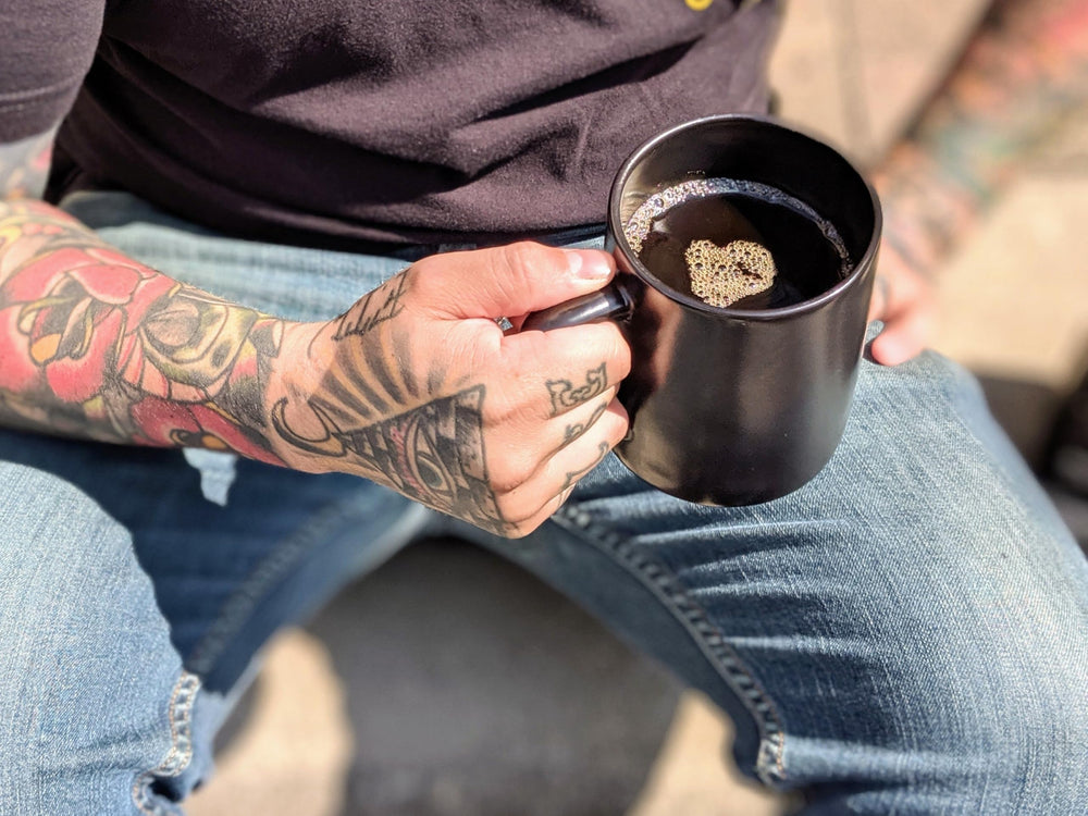 Hardcore Coffee morning cup captures bold flavor for a productive start.